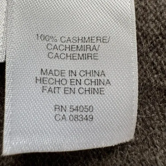 Jones New York Collection Brown 100% Cashmere Ruffle Open Front Cardigan Size XL