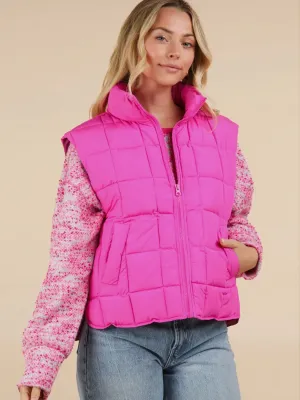 Keep Up With Me Vest: Fuchsia