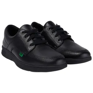 Kickers Youths Kelland Lace Lo Black Leather Lace Up School Shoes