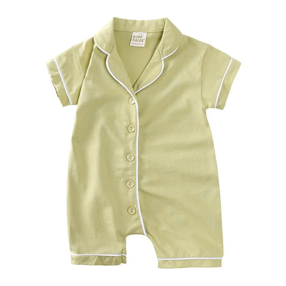 Kids Tales Traditional Pyjama Romper Shortall Style - Yellow Ochre