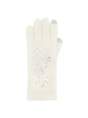 Kinross Cashmere Crystal Gloves in Pearl