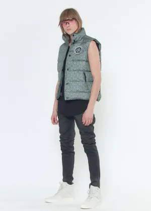 Konus Men's Printed Puffer Vest in Olive
