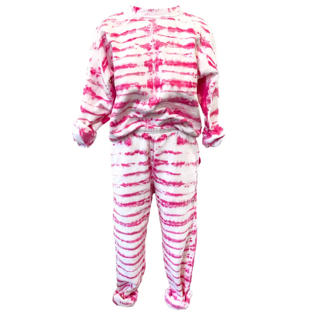 krys Crewneck & Jogger Set - Pink Tie Dye