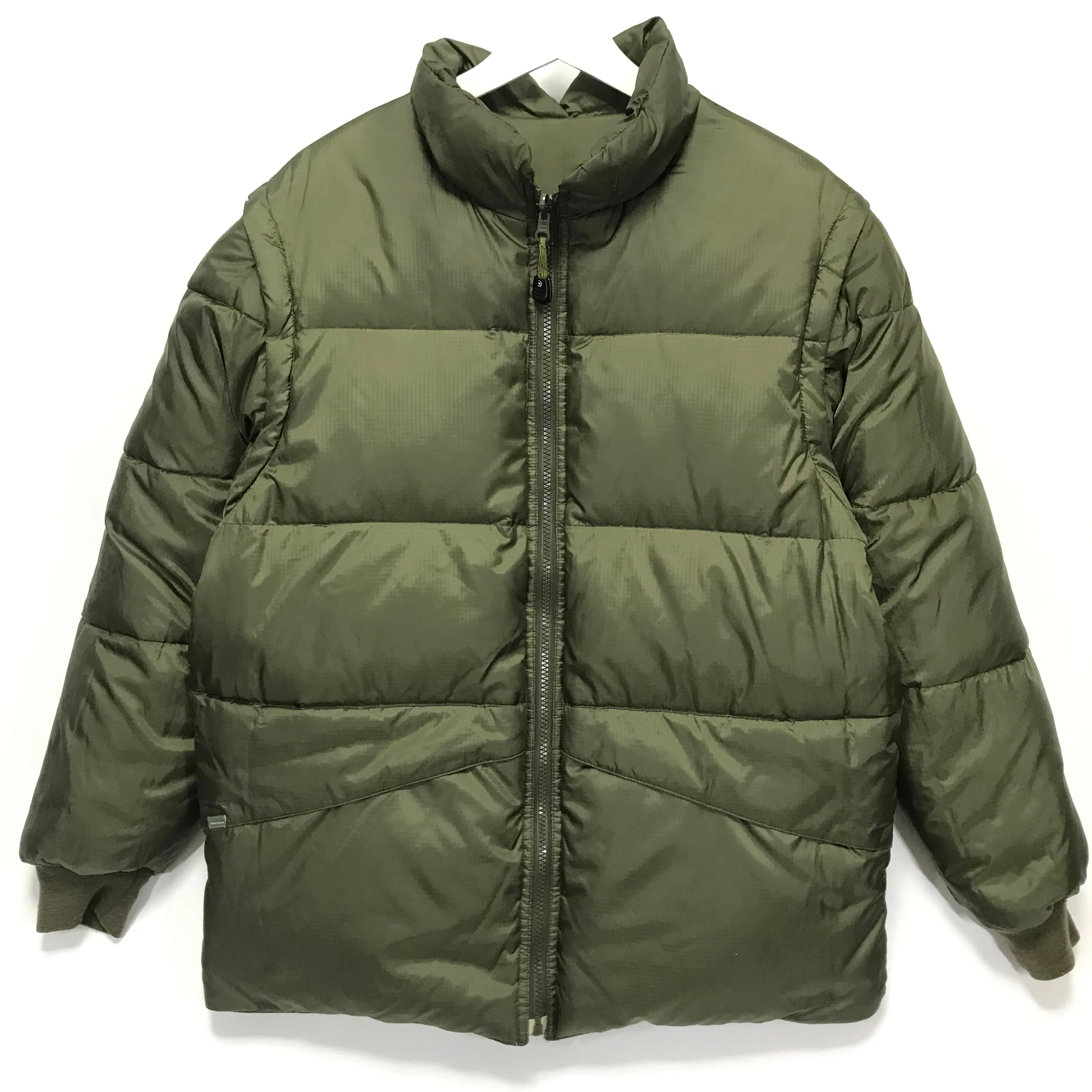 [L] WTaps 4-Way Ripstop Nylon Down Puffer Jacket / Vest Olive