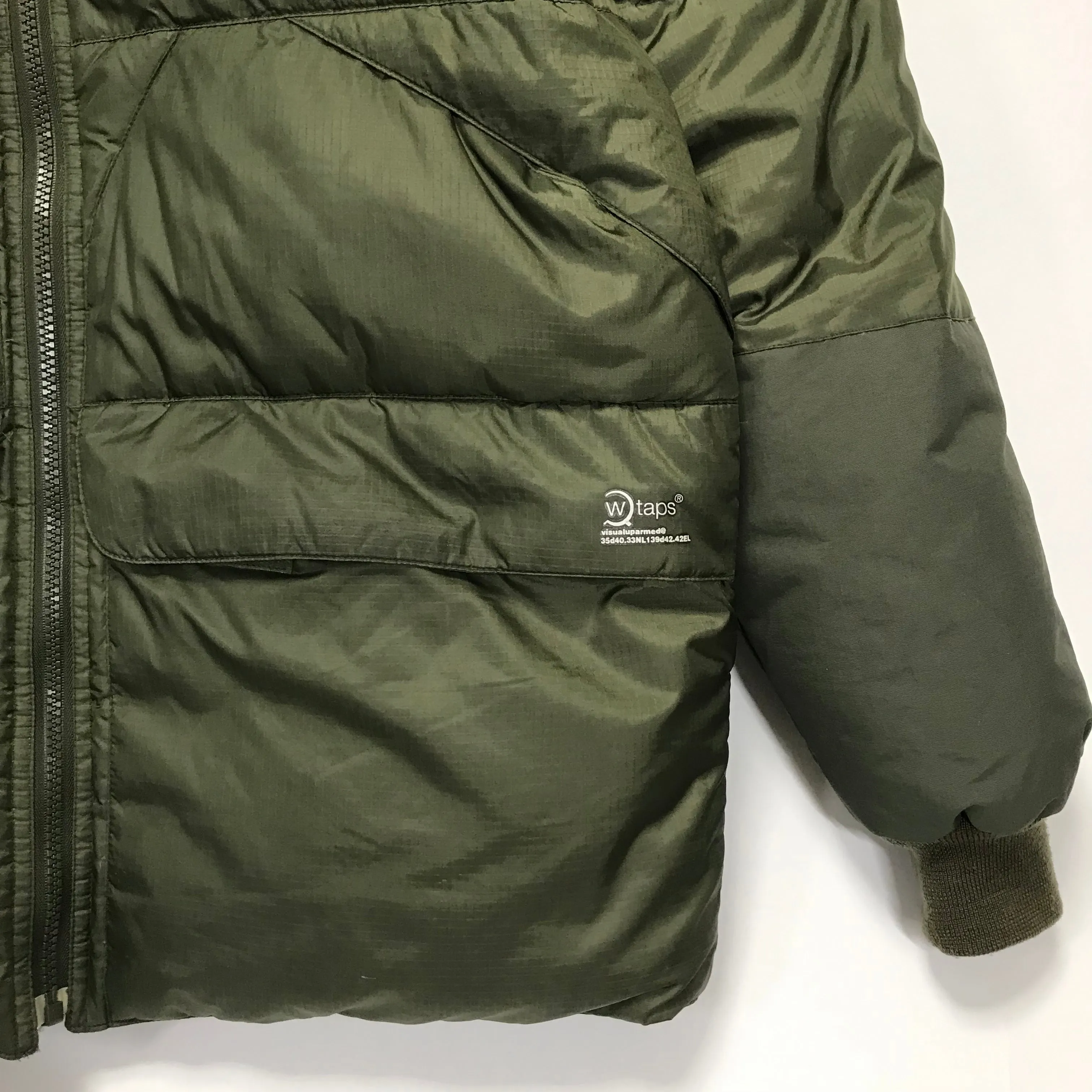 [L] WTaps 4-Way Ripstop Nylon Down Puffer Jacket / Vest Olive