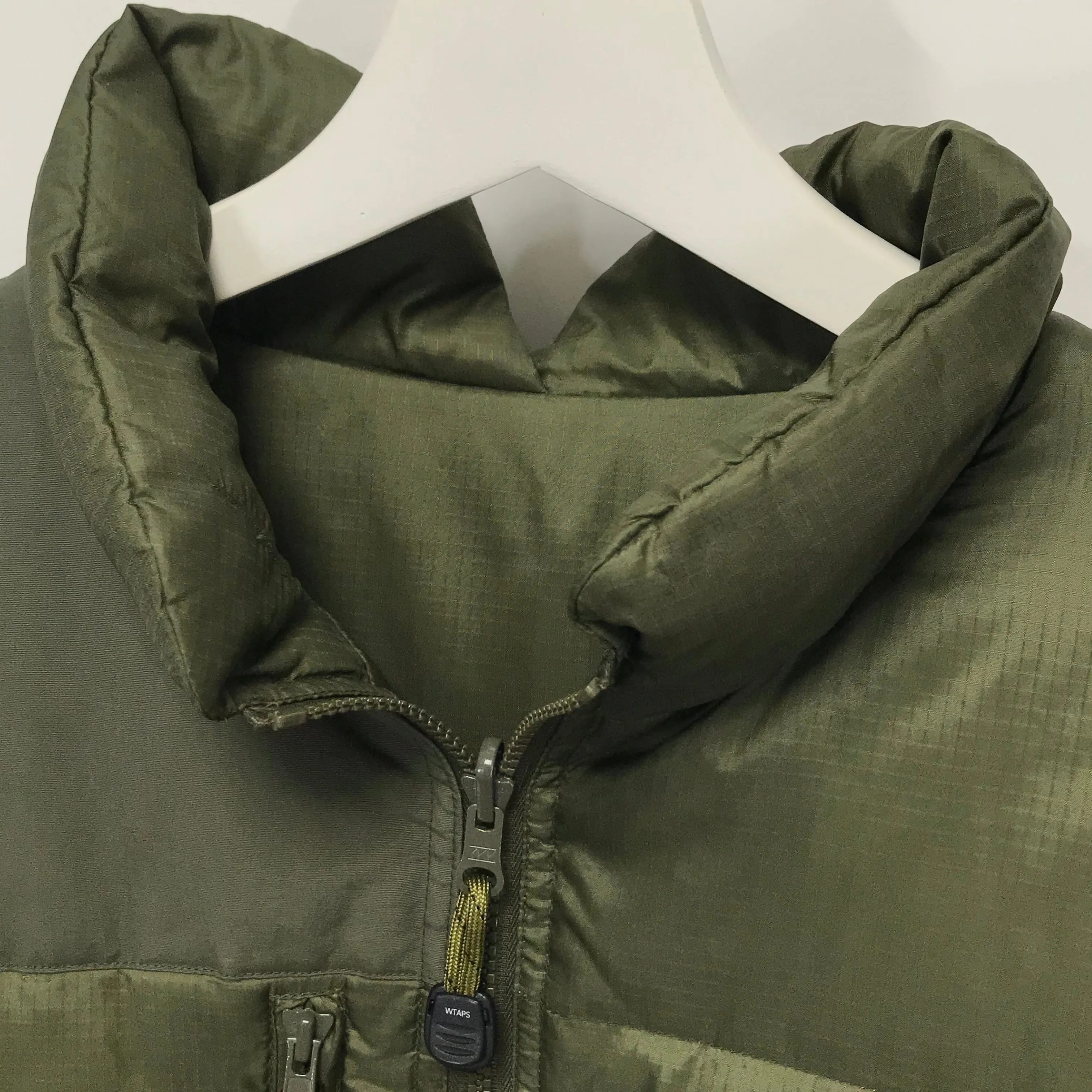 [L] WTaps 4-Way Ripstop Nylon Down Puffer Jacket / Vest Olive