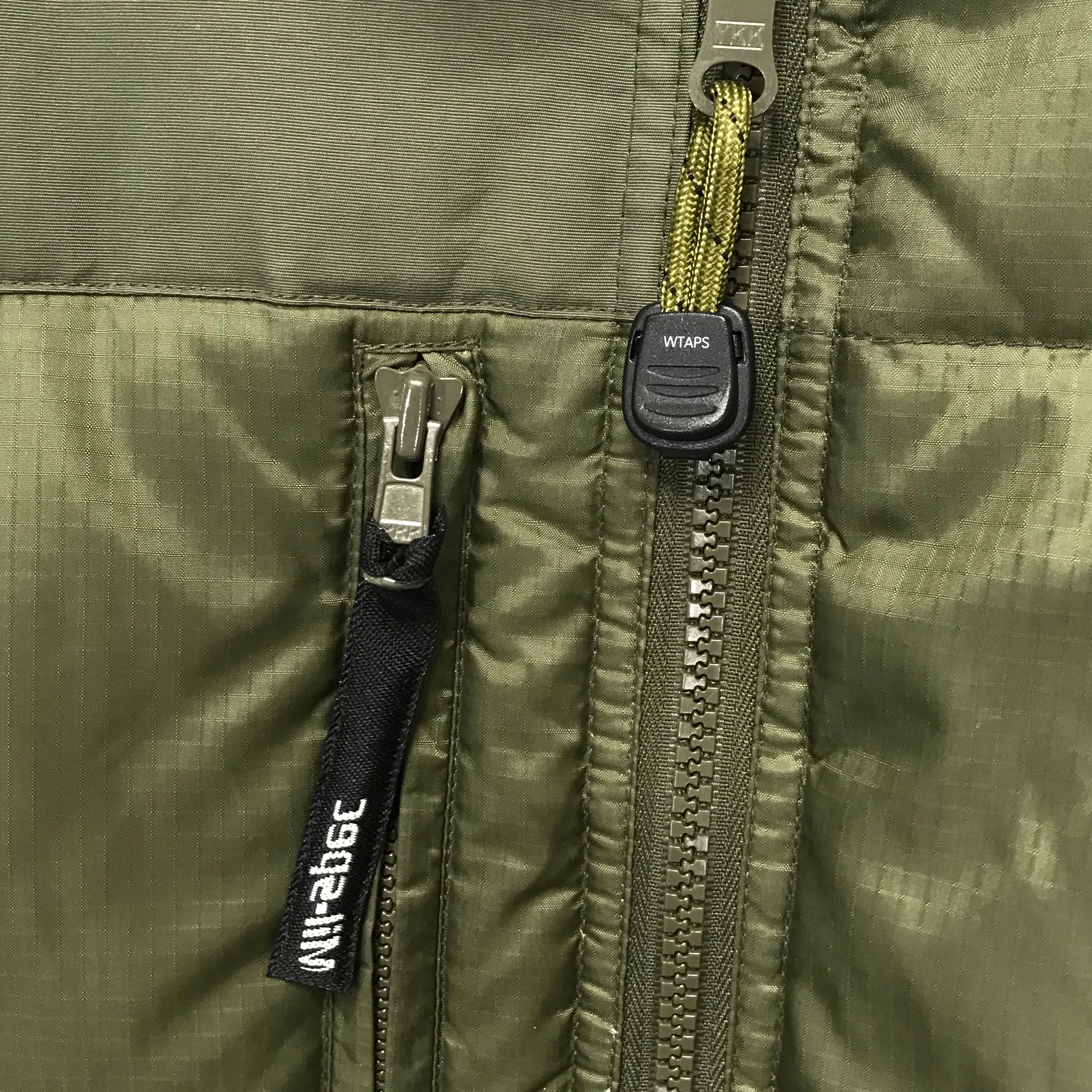 [L] WTaps 4-Way Ripstop Nylon Down Puffer Jacket / Vest Olive