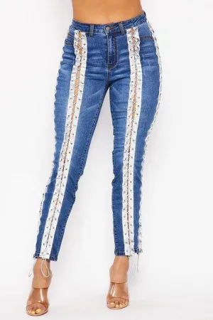 Lace Up Denim Pants