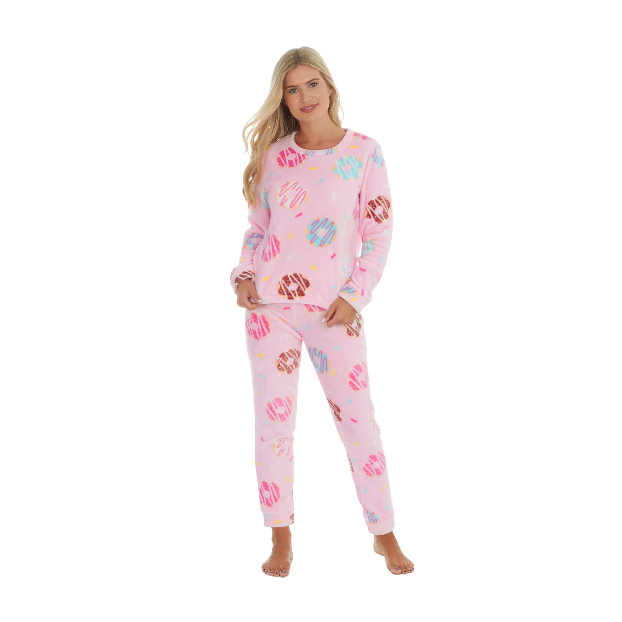 Ladies Warm Fleece Pyjama Sets with Long Sleeves | Loungewear Tops & Bottoms