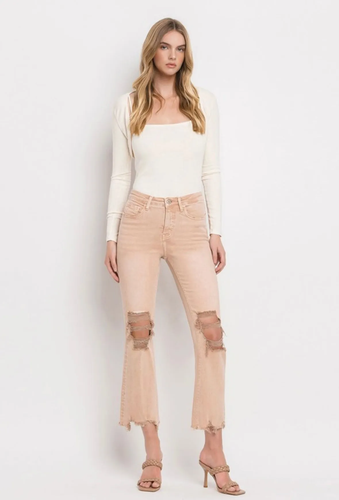 Latte cropped flare jeans