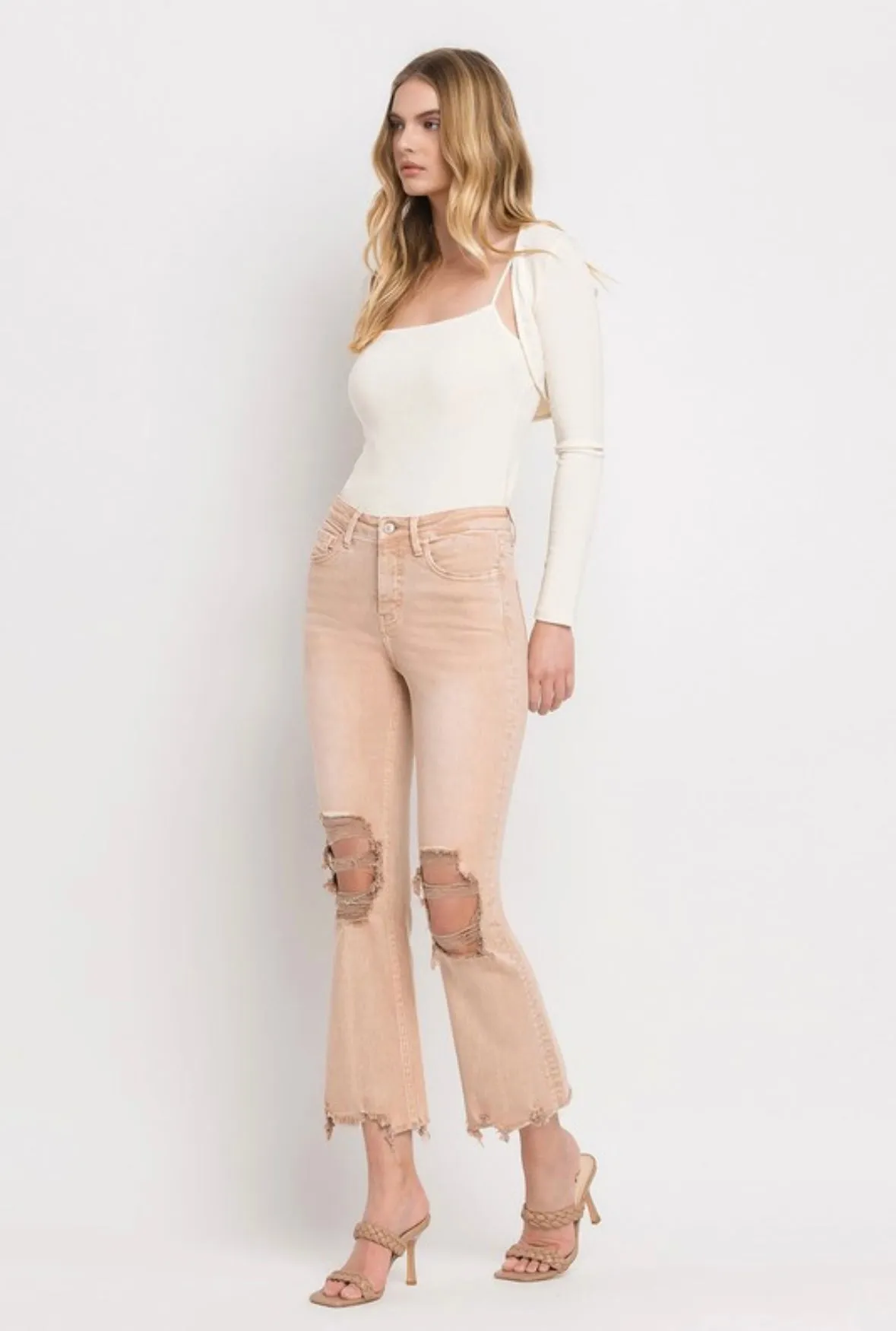 Latte cropped flare jeans