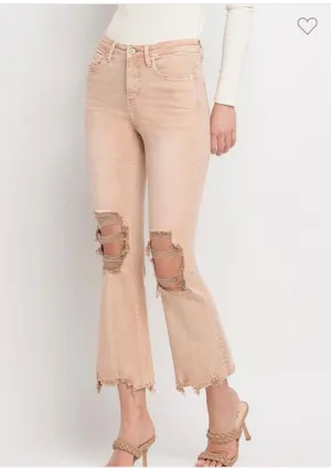 Latte cropped flare jeans