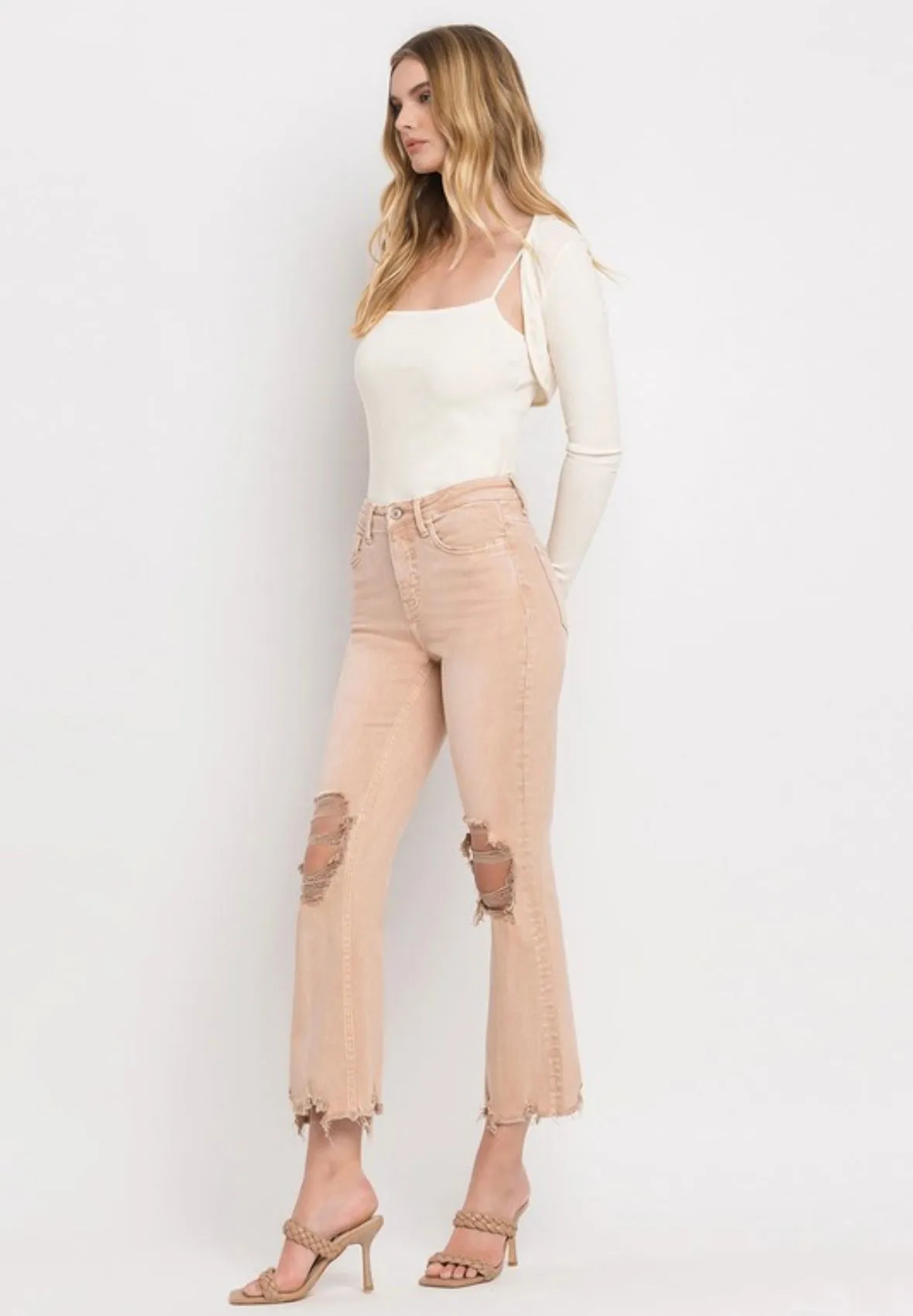 Latte cropped flare jeans