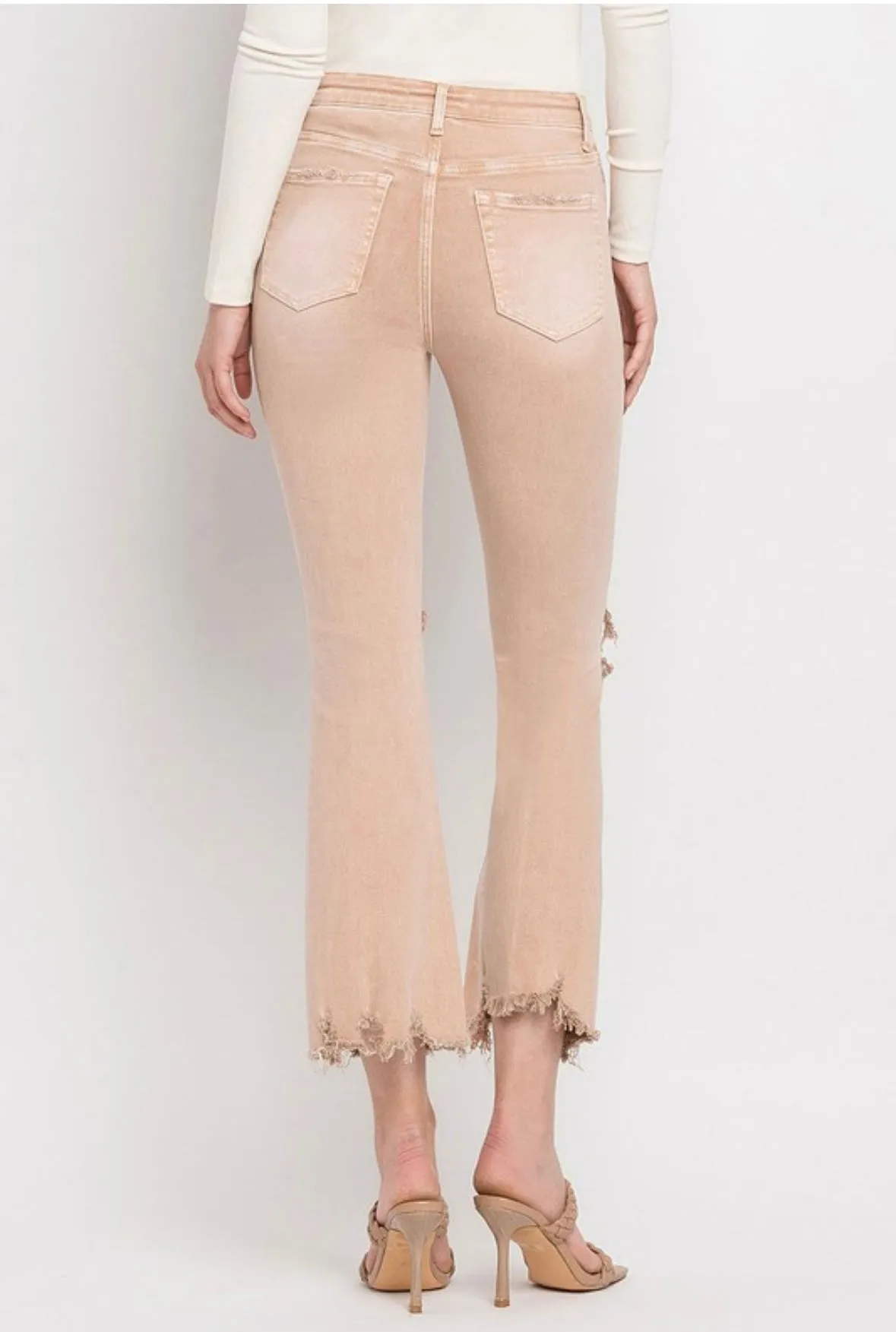 Latte cropped flare jeans