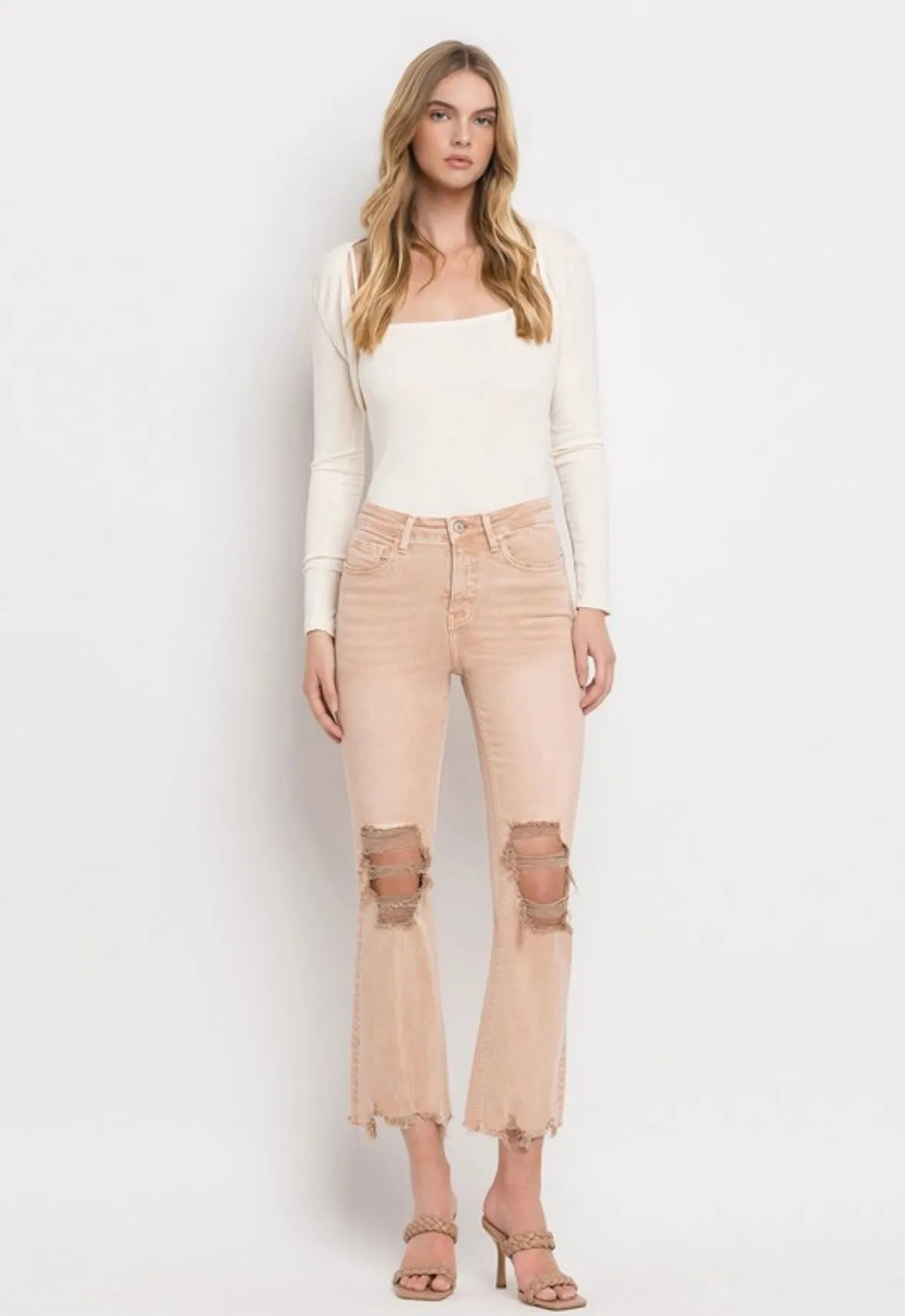 Latte cropped flare jeans