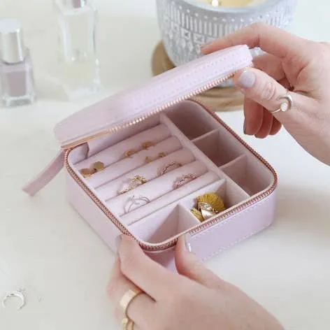 Lavender Medium Square  Pu Travel  Jewellery Box