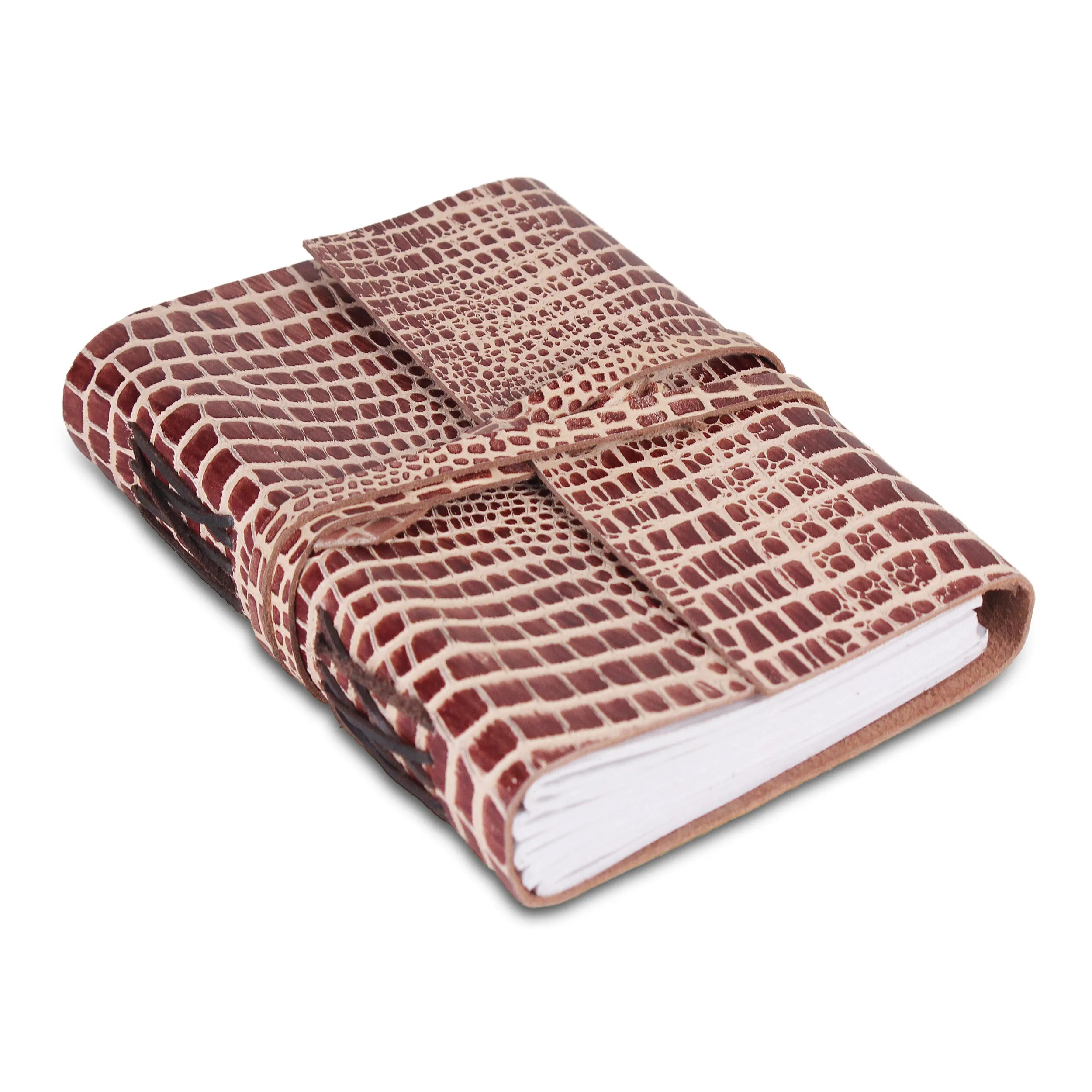 Leather Crocodile Textured Note Journal Book- Brown