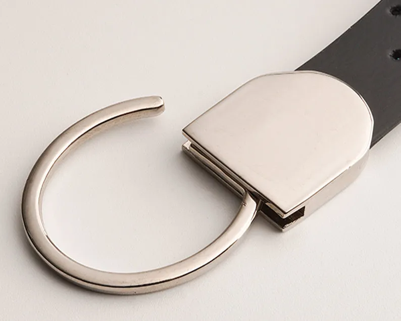 Leather Keychain with Strap Black
