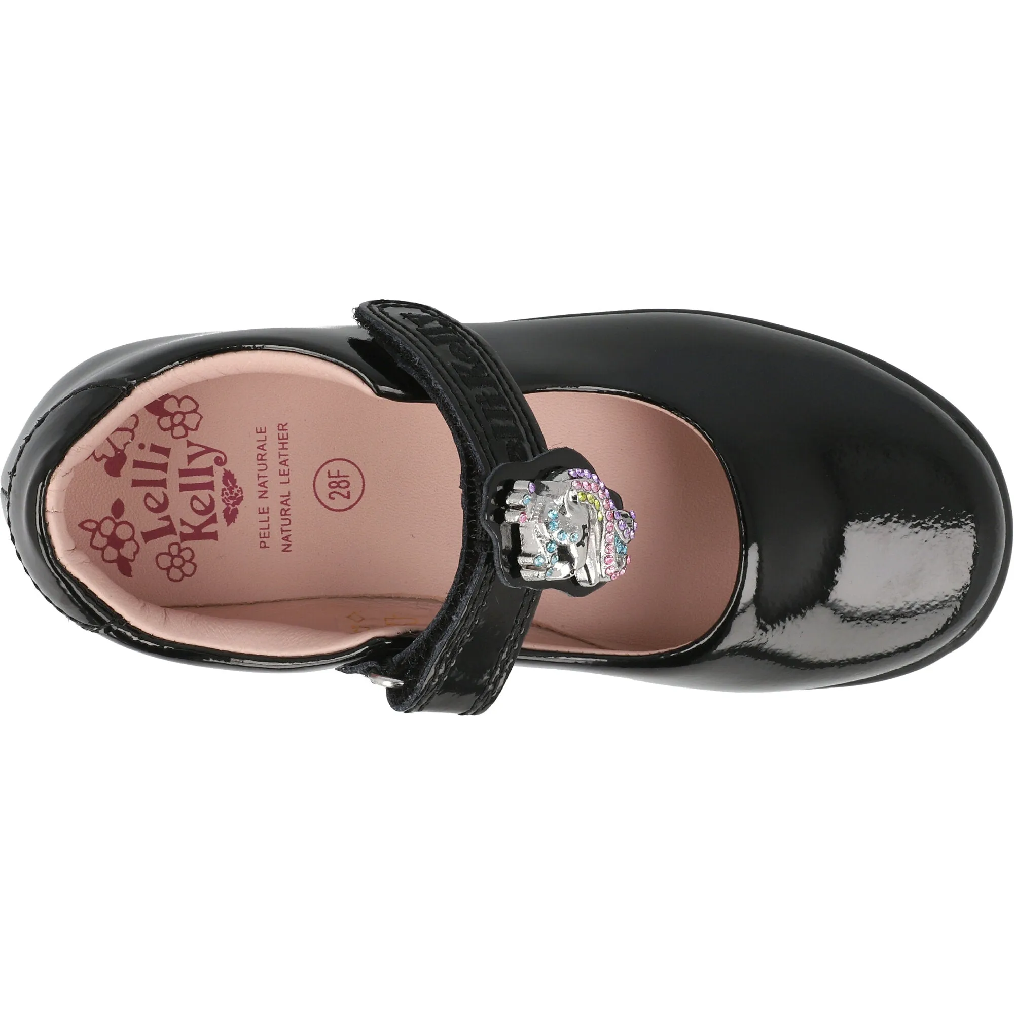 Lelli Kelly Bianca Unicorn Black Patent School Shoes