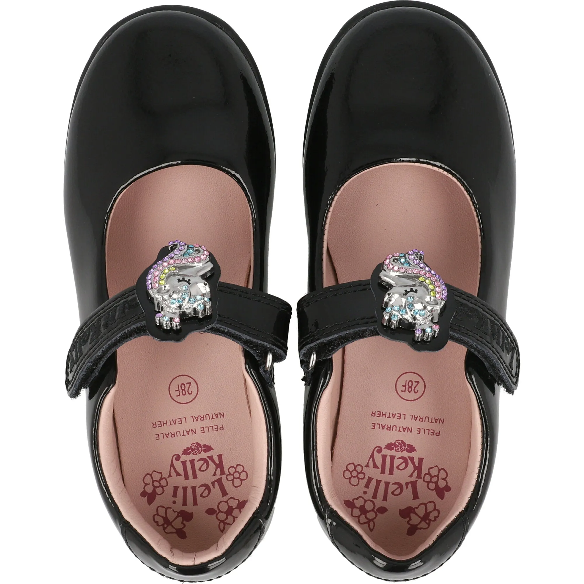 Lelli Kelly Bianca Unicorn Black Patent School Shoes