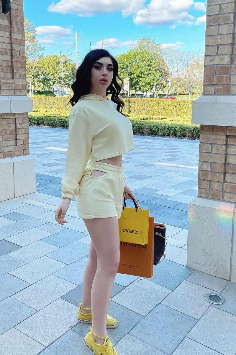 Lemon Back Cut Out Cropped Hoodie - Yalena