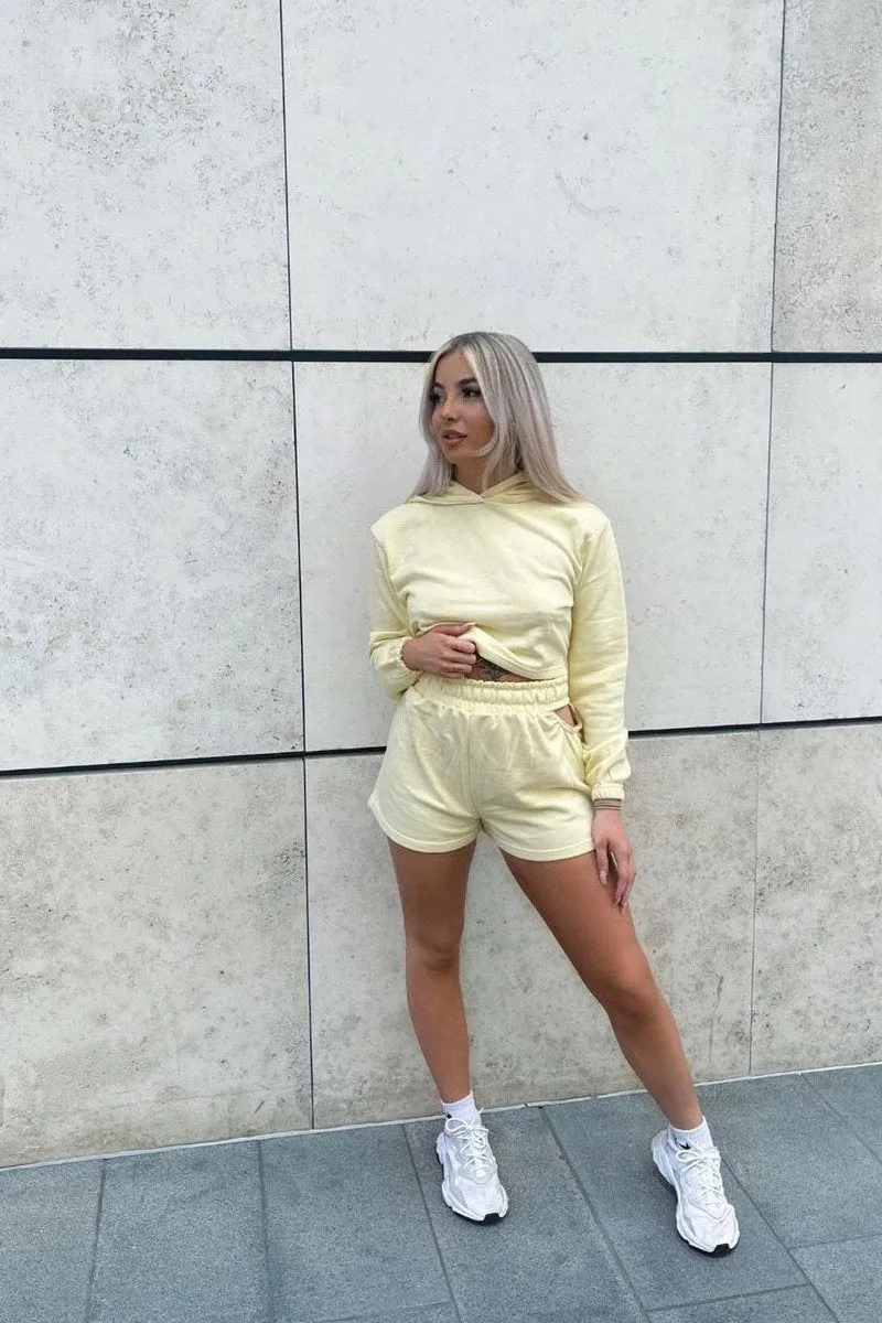 Lemon Back Cut Out Cropped Hoodie - Yalena