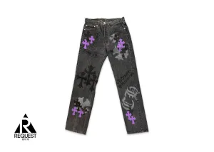 Levi's Dark Grey Stencil Denim "Black & Purple Crosses"