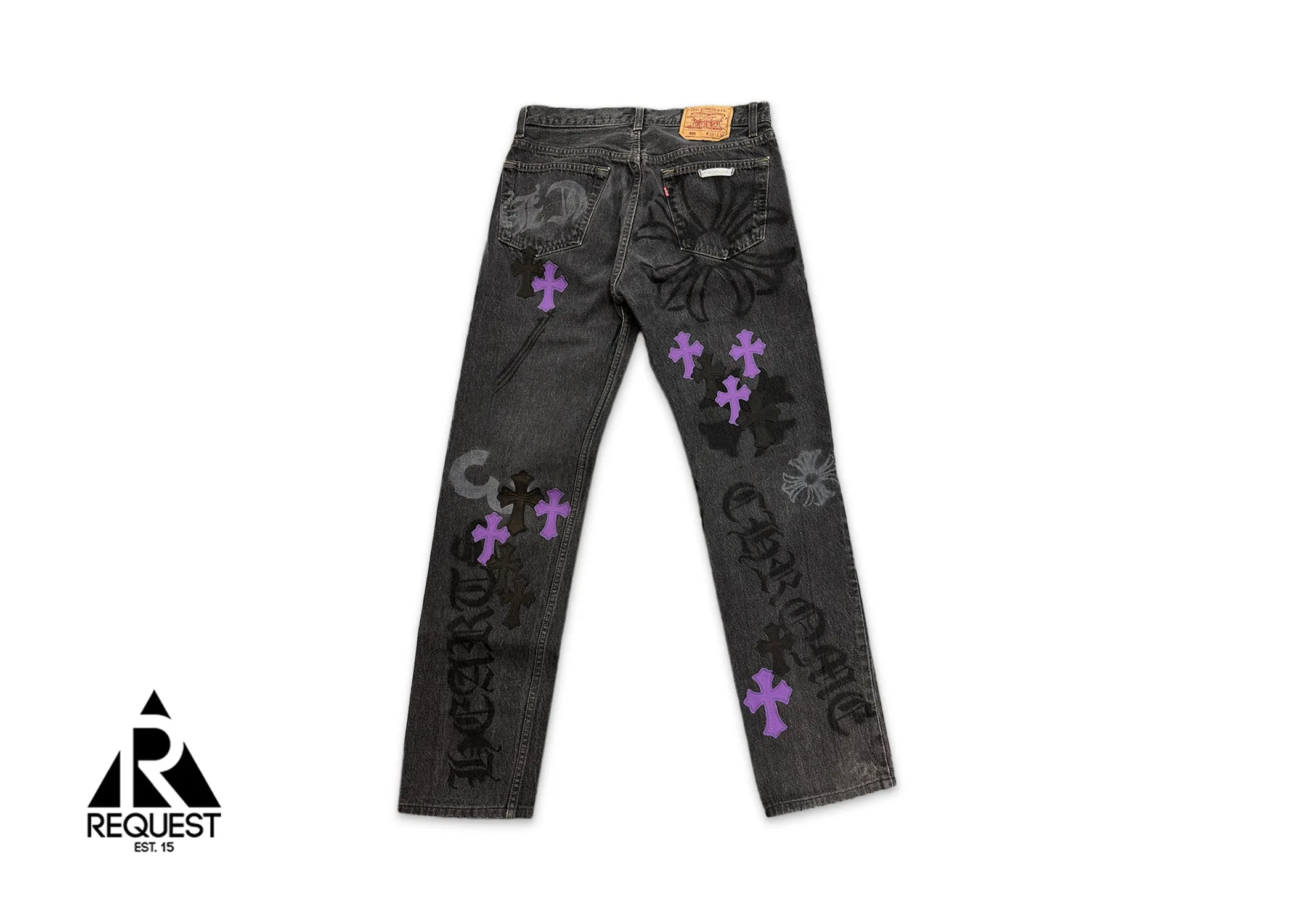 Levi's Dark Grey Stencil Denim "Black & Purple Crosses"
