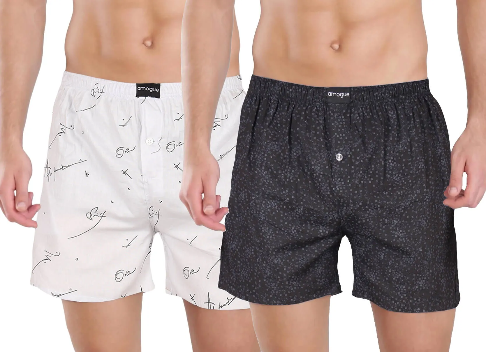 Light Grey Black Printed Cotton Boxers