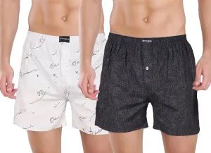 Light Grey Black Printed Cotton Boxers