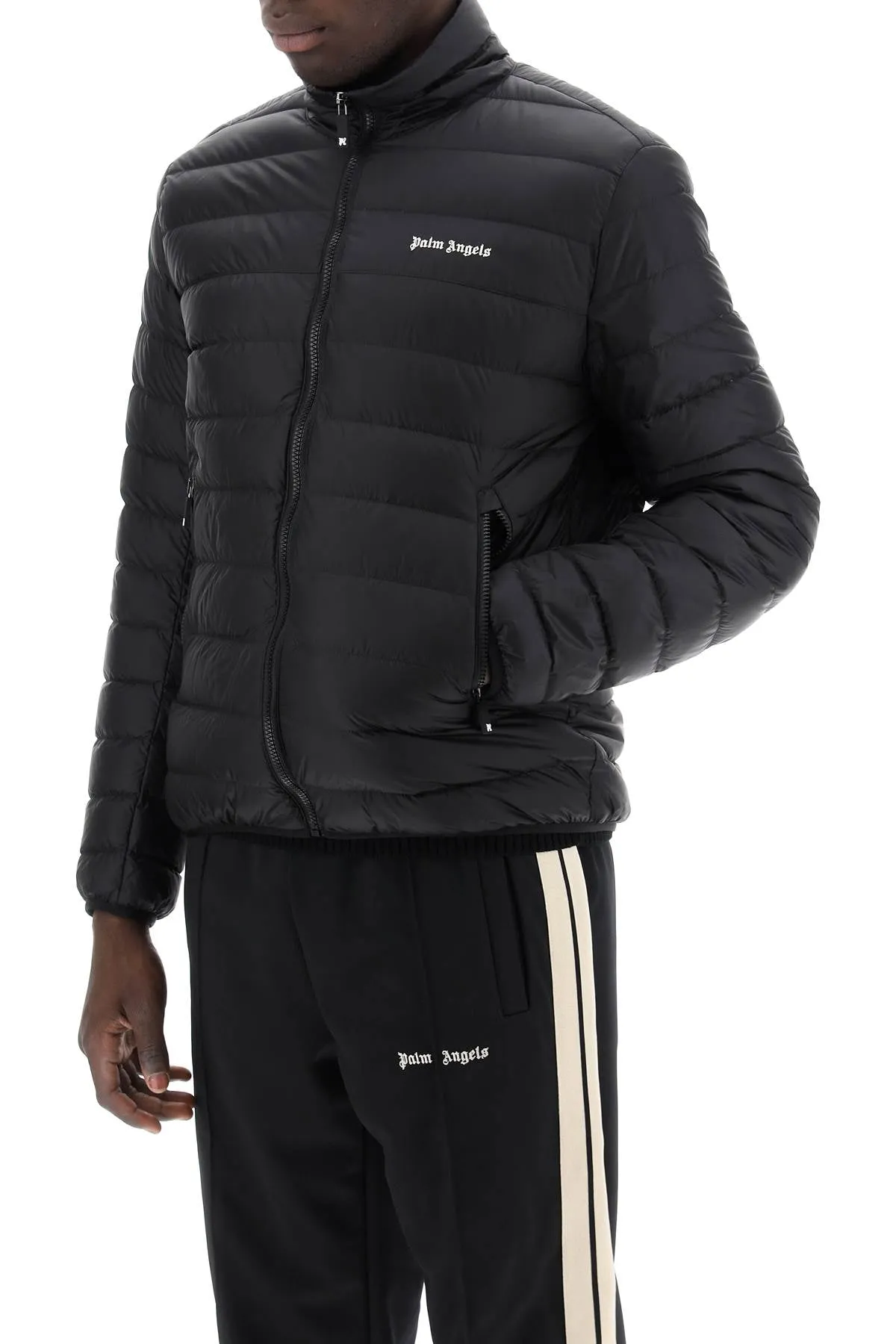 lightweight down jacket with embroidered logo