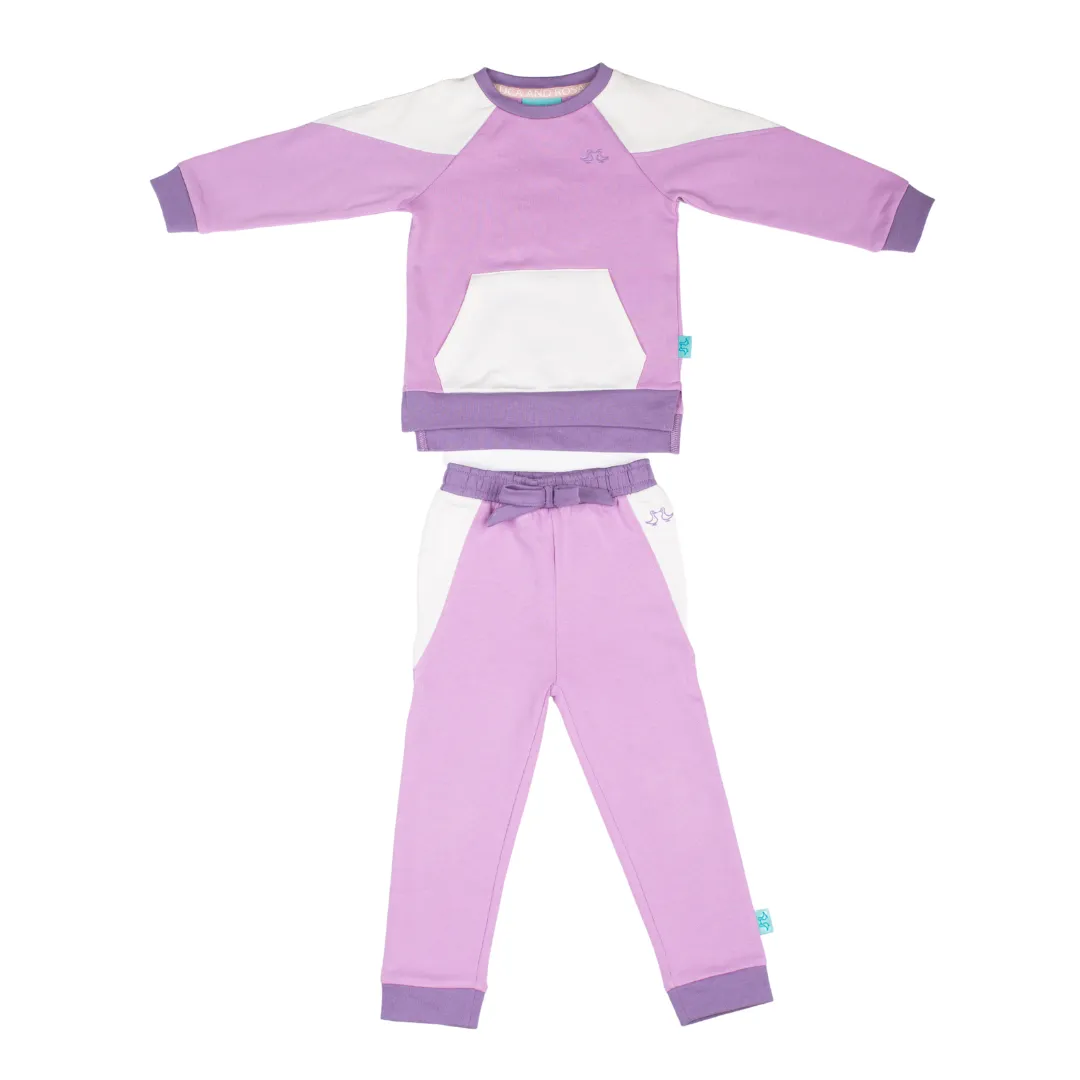 Lilac & White Girls Lounge Set