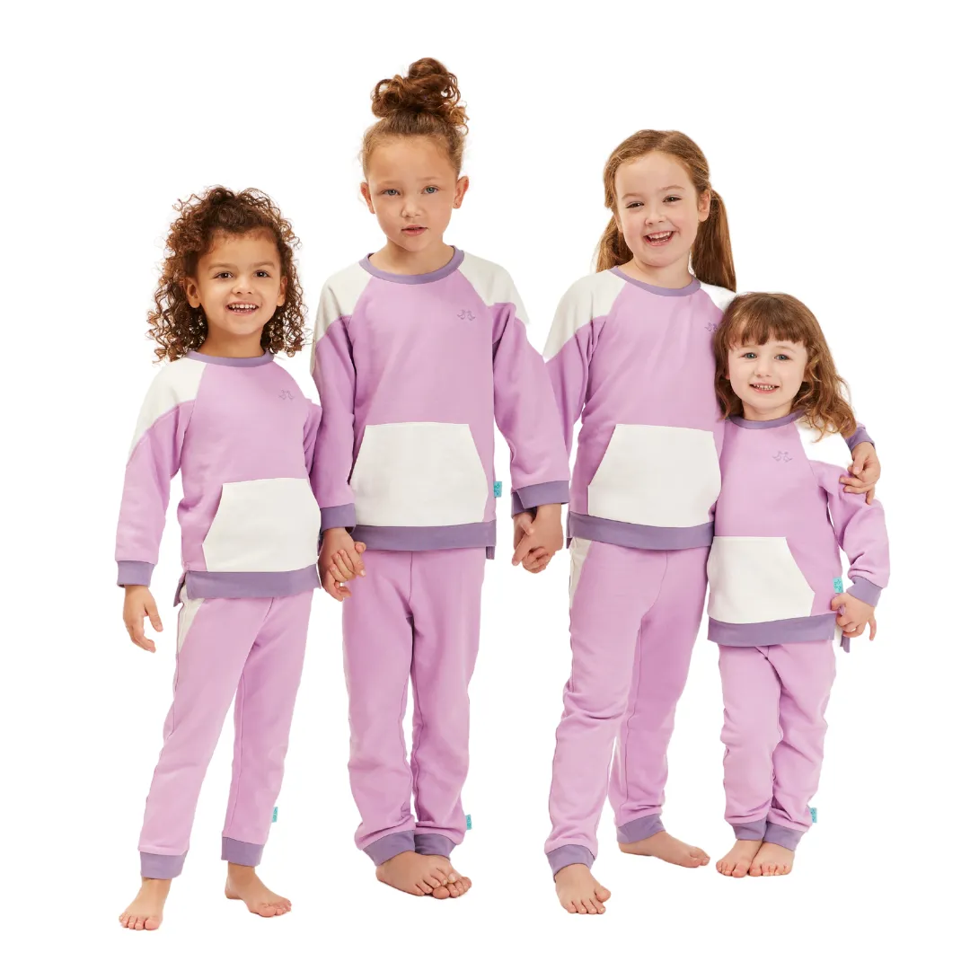 Lilac & White Girls Lounge Set