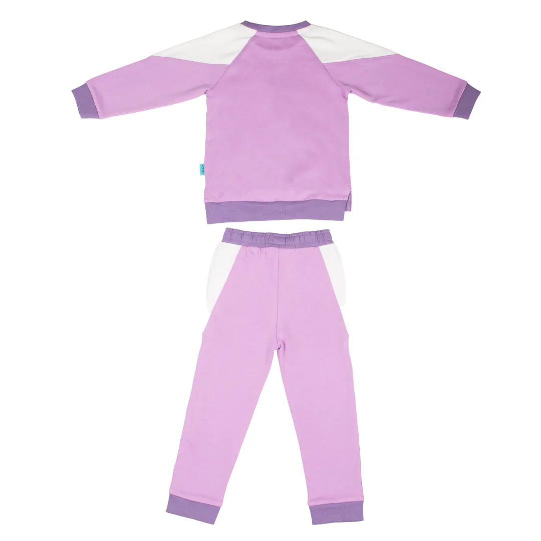 Lilac & White Girls Lounge Set