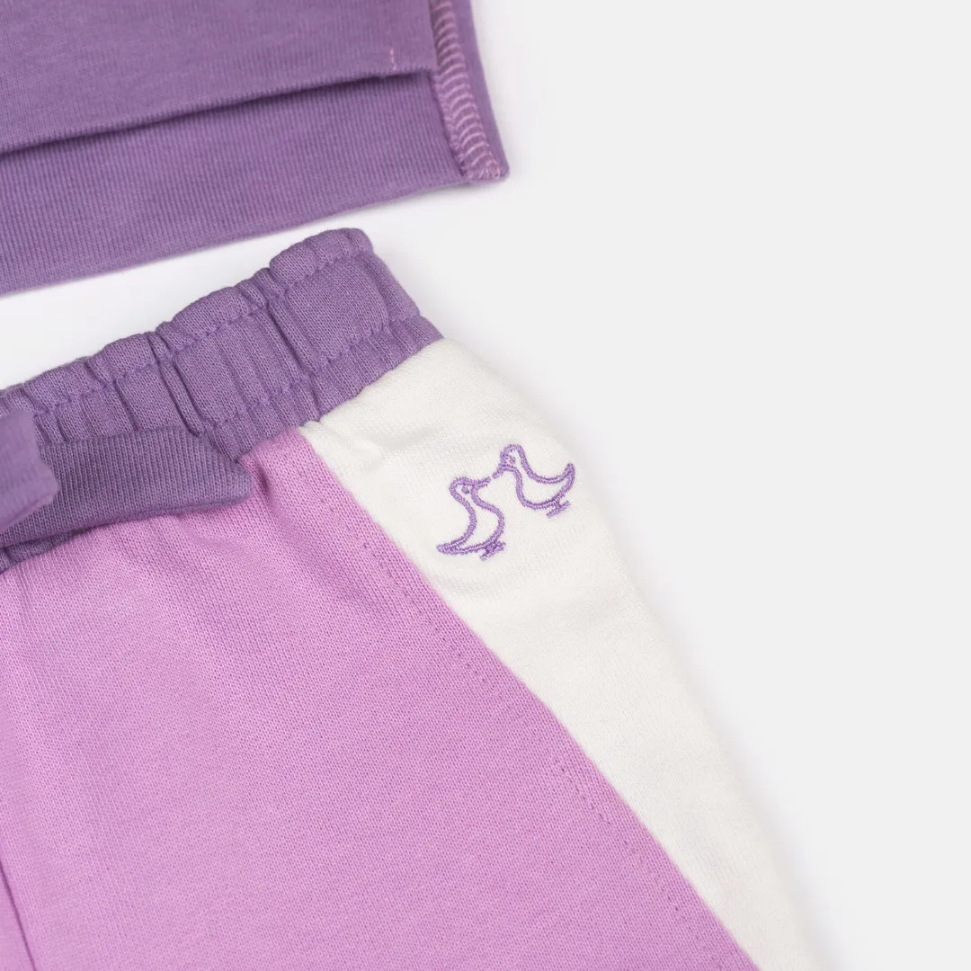 Lilac & White Girls Lounge Set