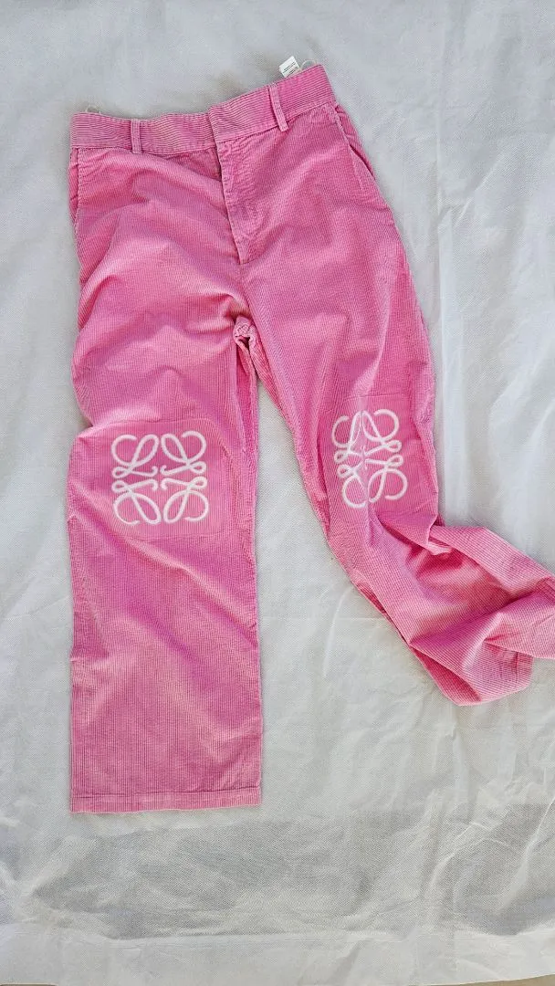 Loewe Pink Anagram Wide-leg Corduroy Trousers