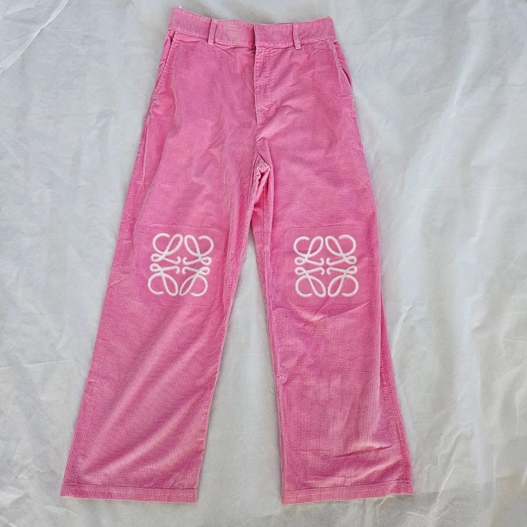Loewe Pink Anagram Wide-leg Corduroy Trousers