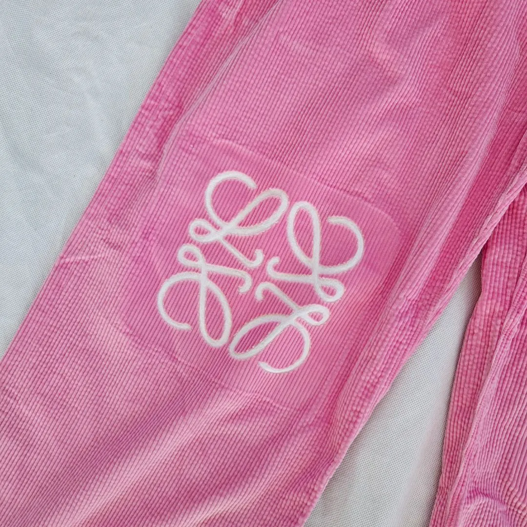 Loewe Pink Anagram Wide-leg Corduroy Trousers