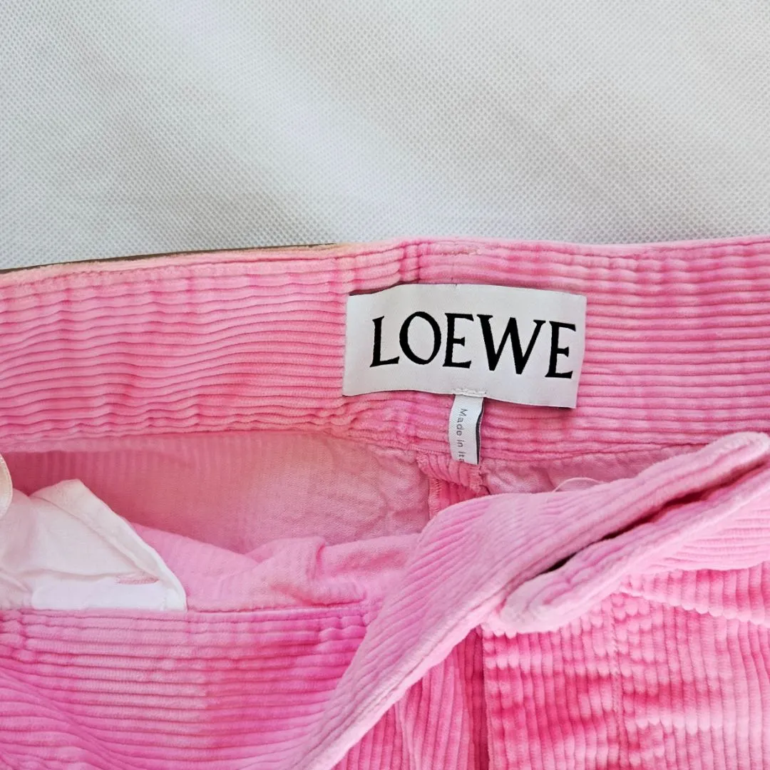 Loewe Pink Anagram Wide-leg Corduroy Trousers