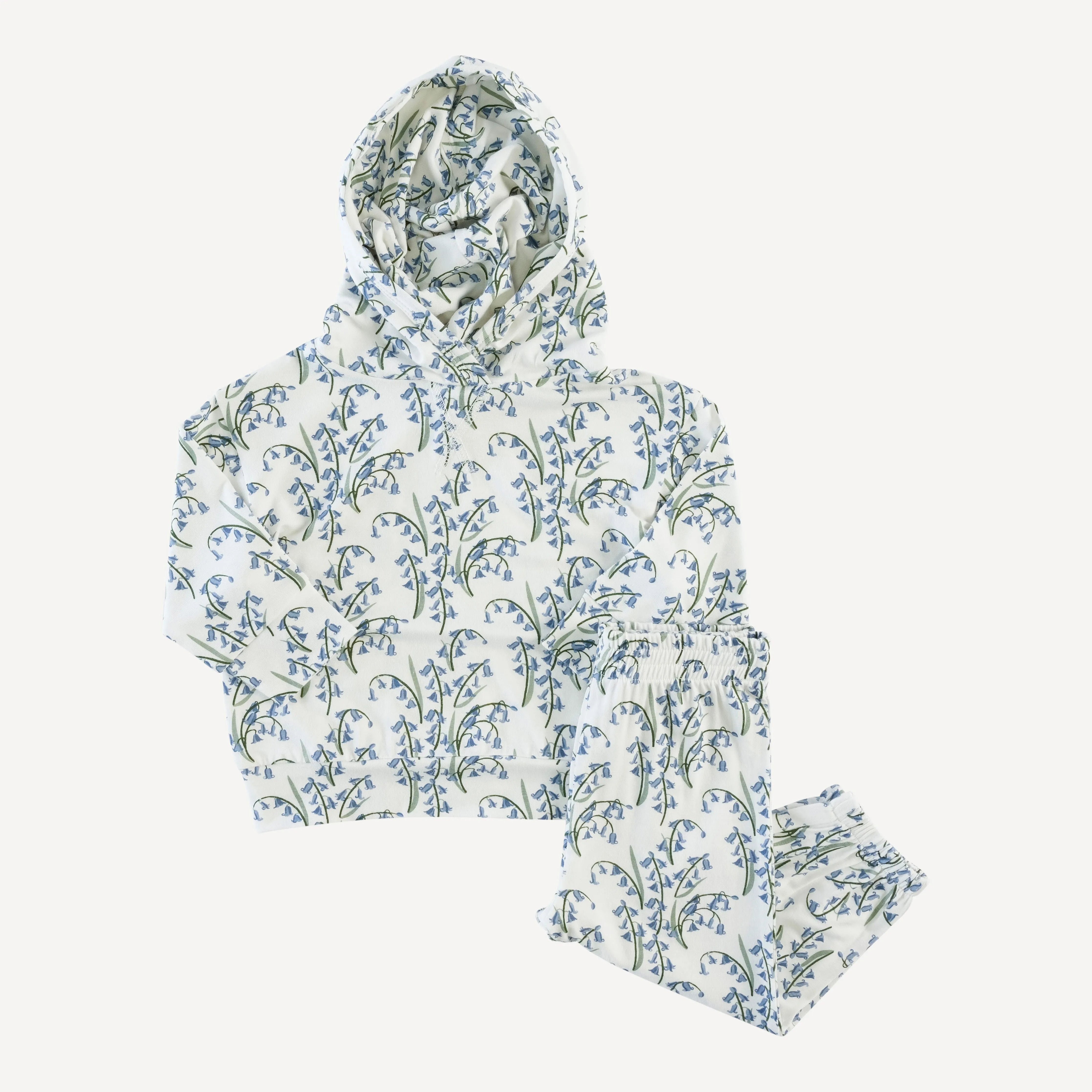long sleeve boxy topstitch hoodie   relaxed jogger set | blue bells | bamboo