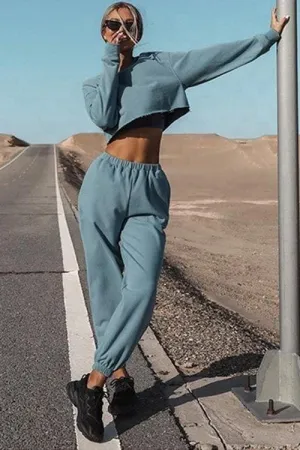 Loose two piece hoodie set