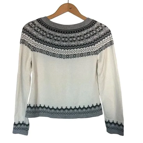 Lord &amp; Taylor 100% Cashmere Sweater Fair Isle Size L