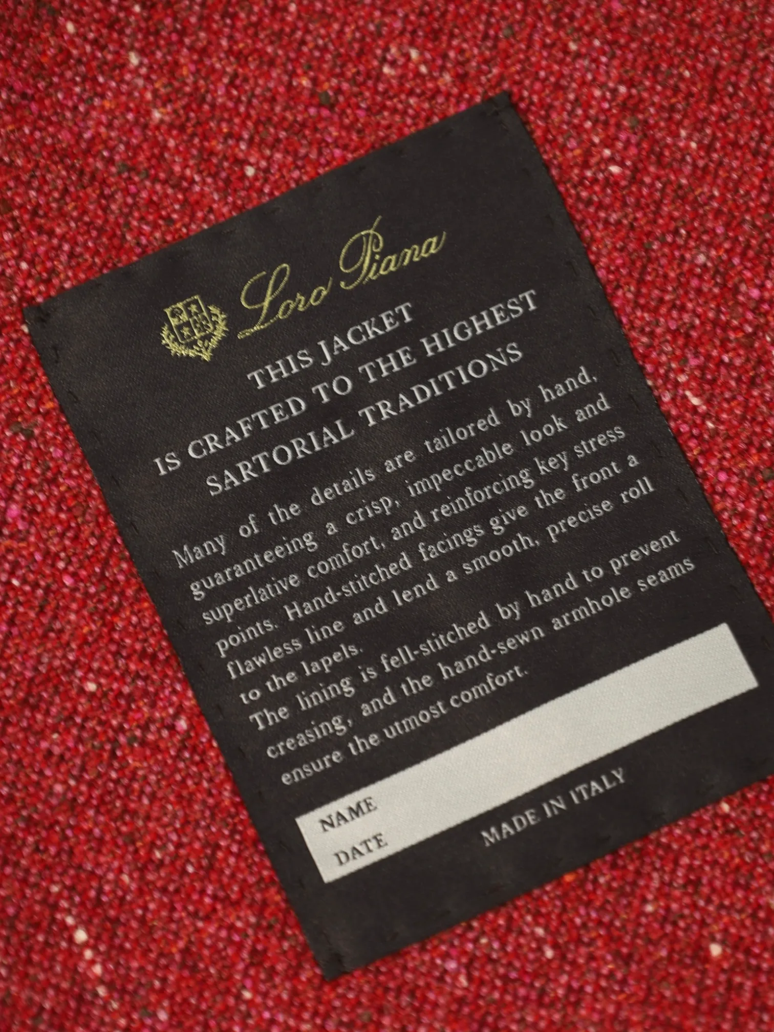 Loro Piana Coral Red Silk & Cashmere Donegal Sartorial Jacket