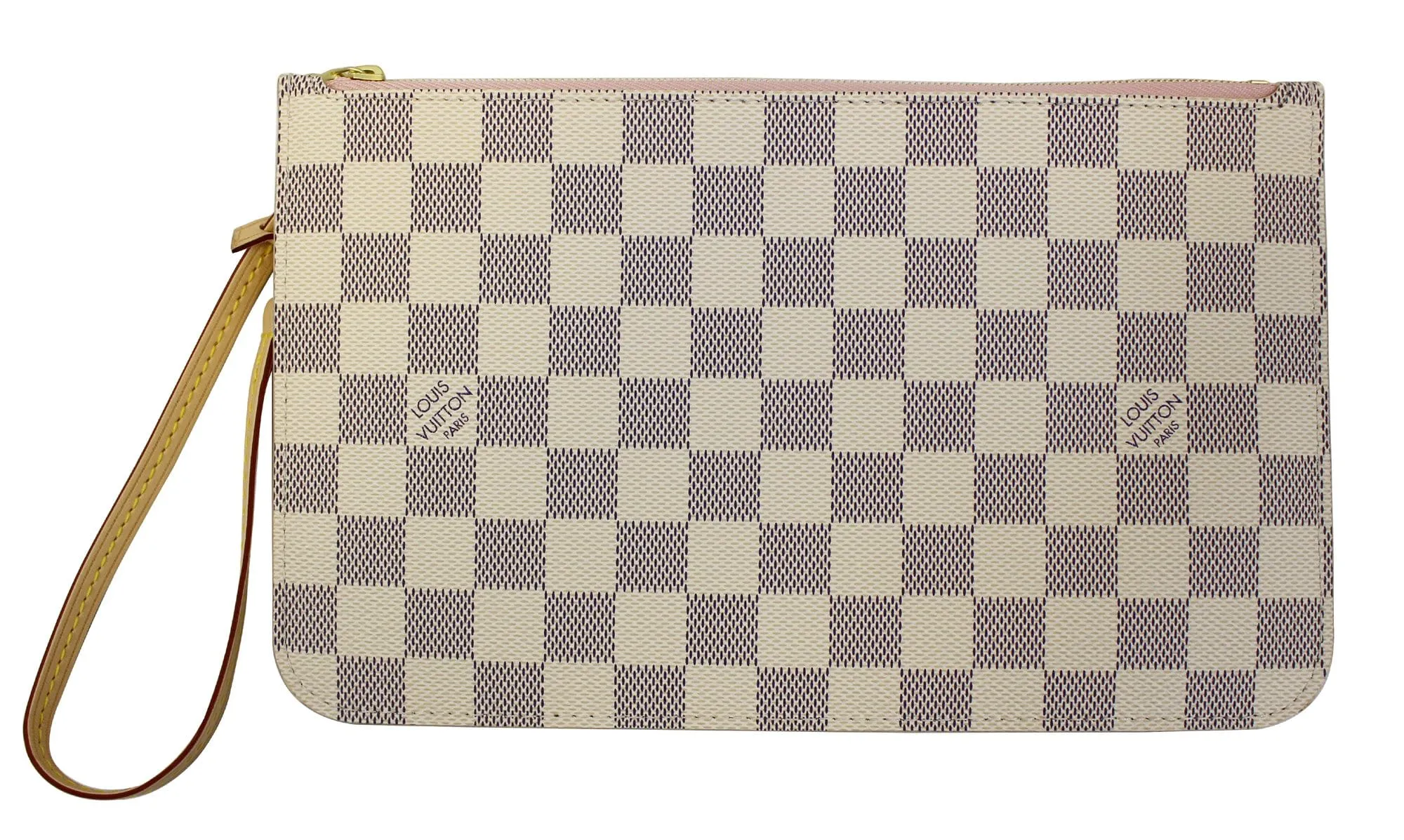 LOUIS VUITTON Damier Azur ROSE BALLERINE Pochette Wristlet Pouch Neverfull MM