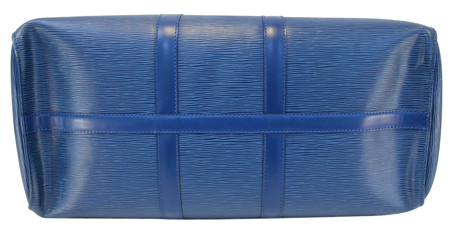 LOUIS VUITTON Epi Leather Blue Keepall 45 Boston Bag