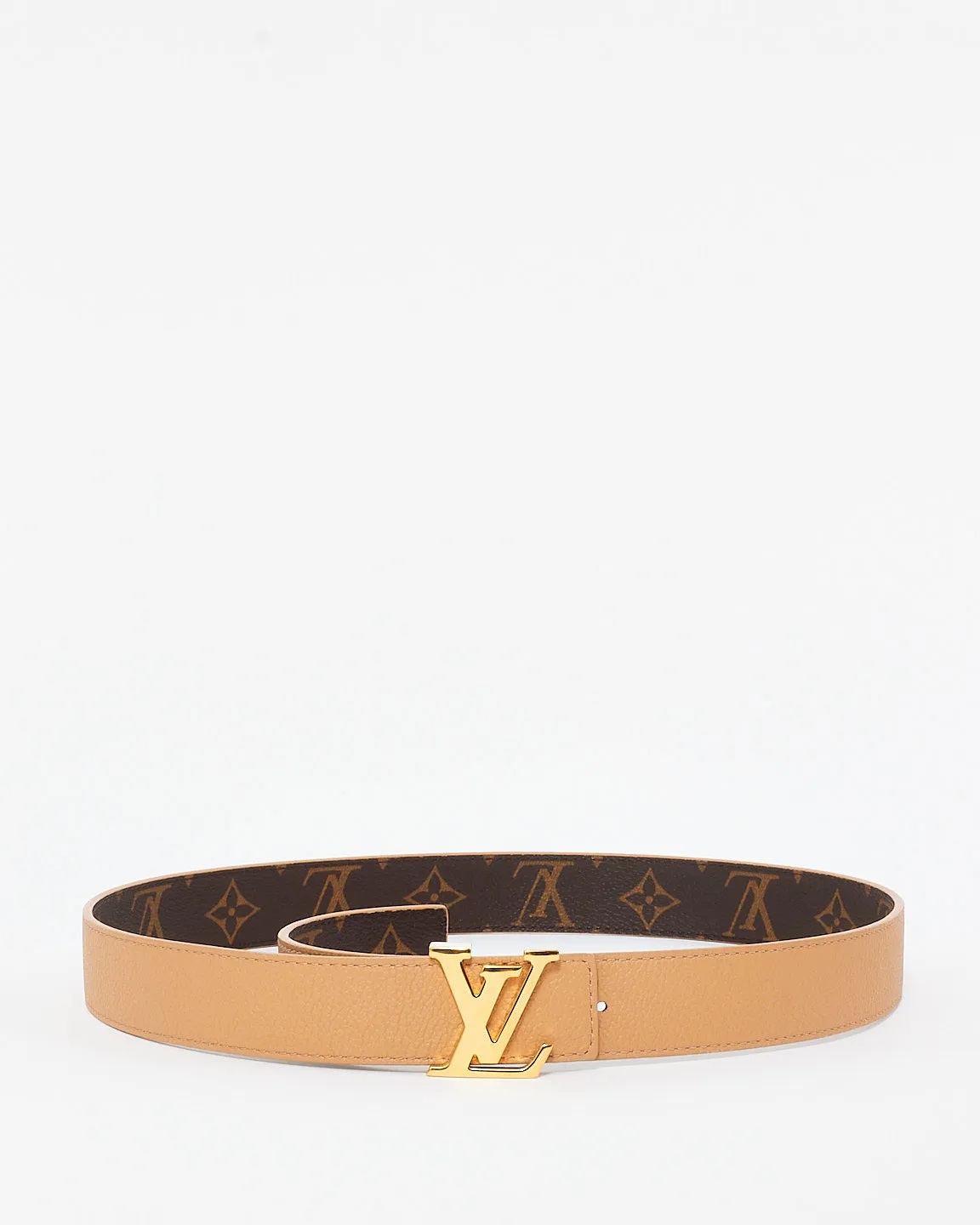 Louis Vuitton Monogram Canvas & Beige Leather Reversible Logo Belt - 80/32