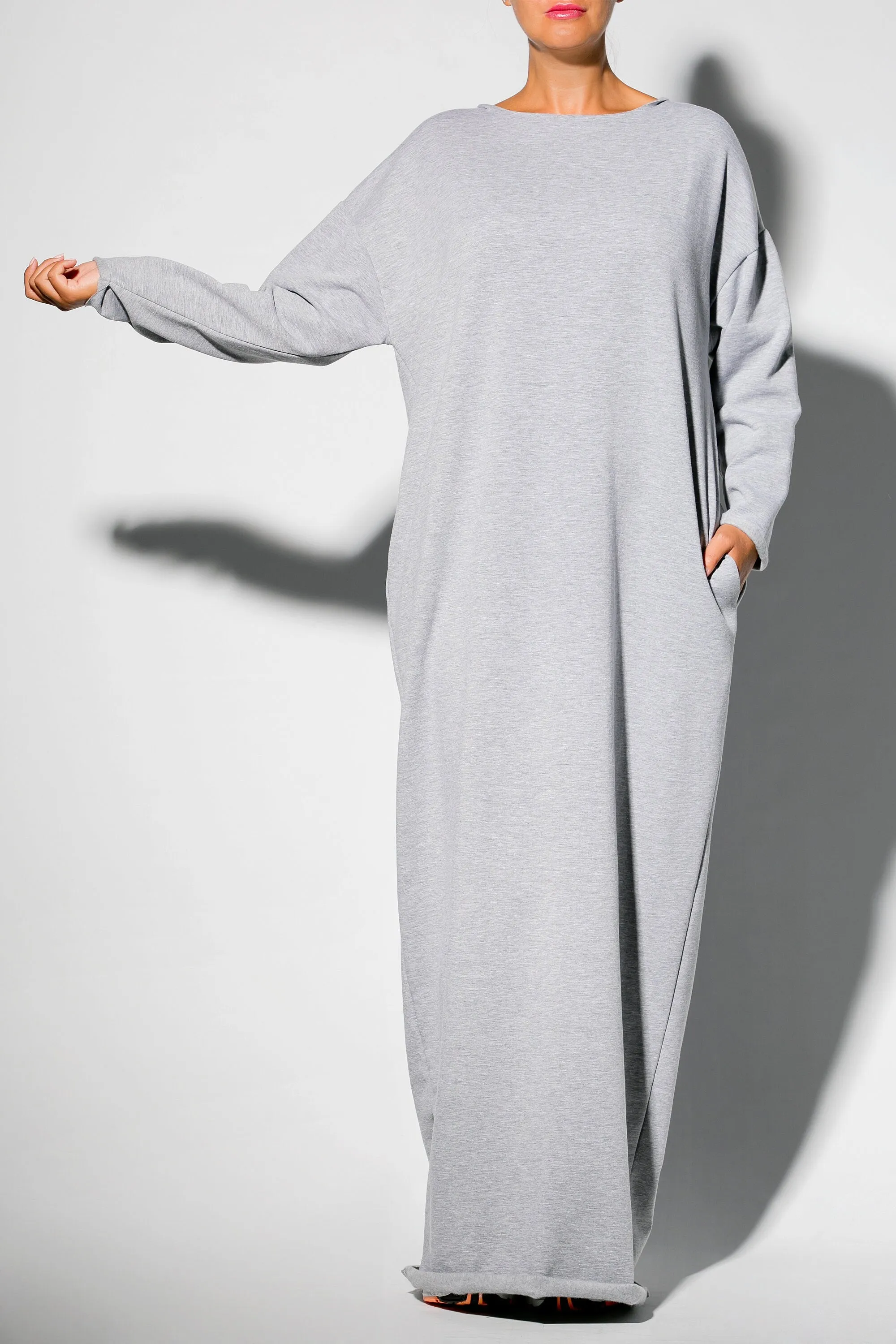 Loungewear Dress, Loungewear Robe, Cozy Dress, Grey Long Casual Dress