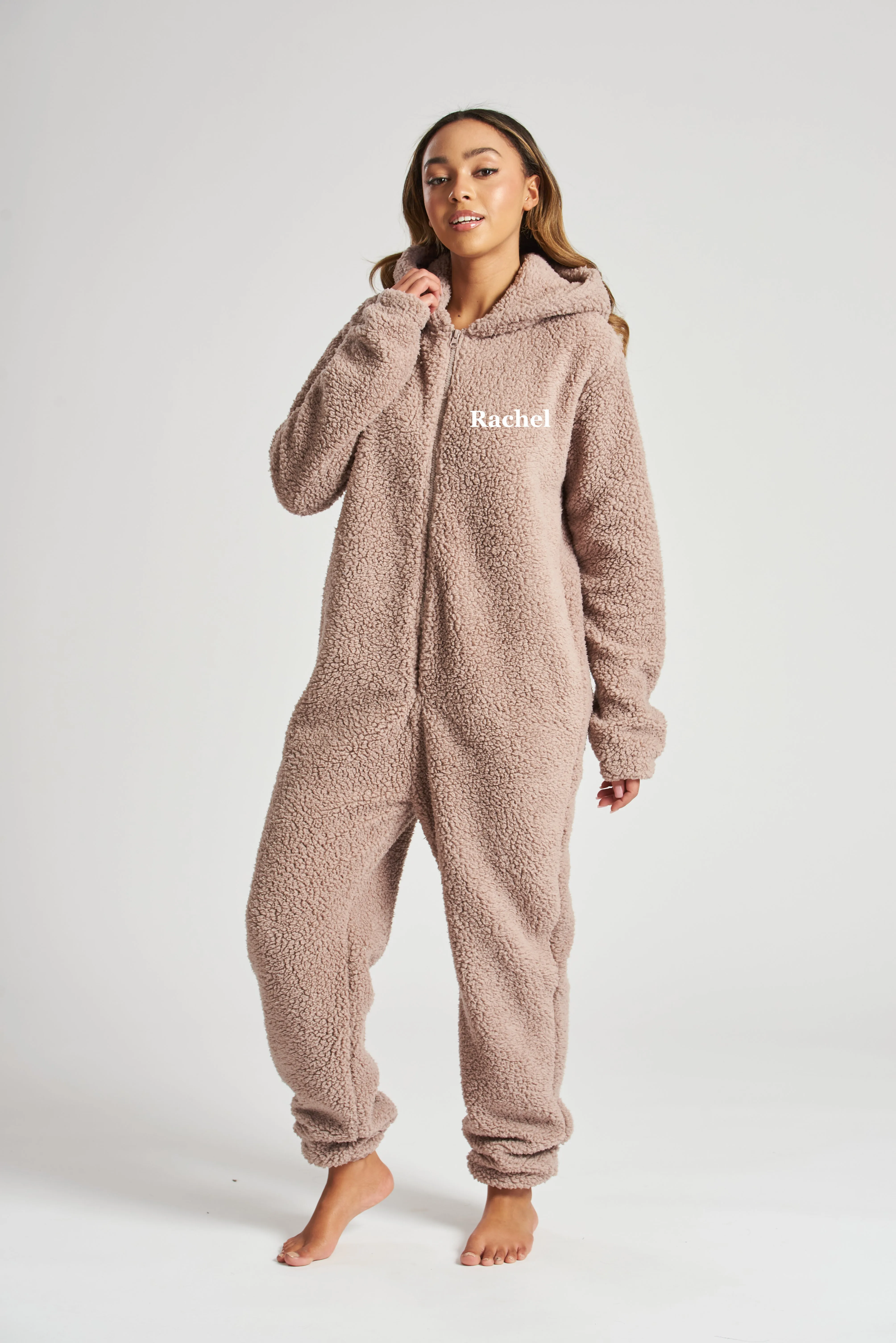 Lulabay ladies luxury borg personalised onesie Cream