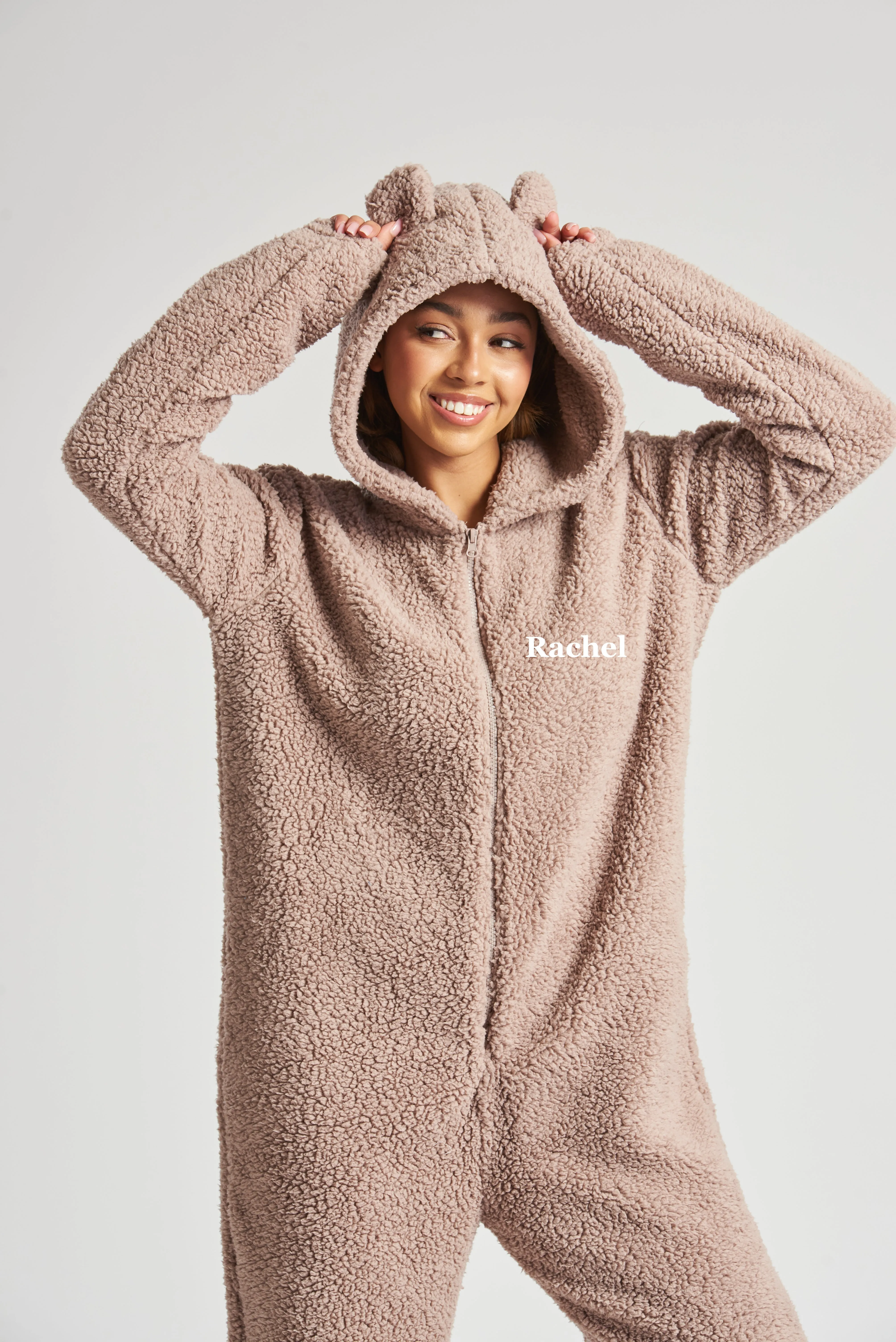 Lulabay ladies luxury borg personalised onesie Cream