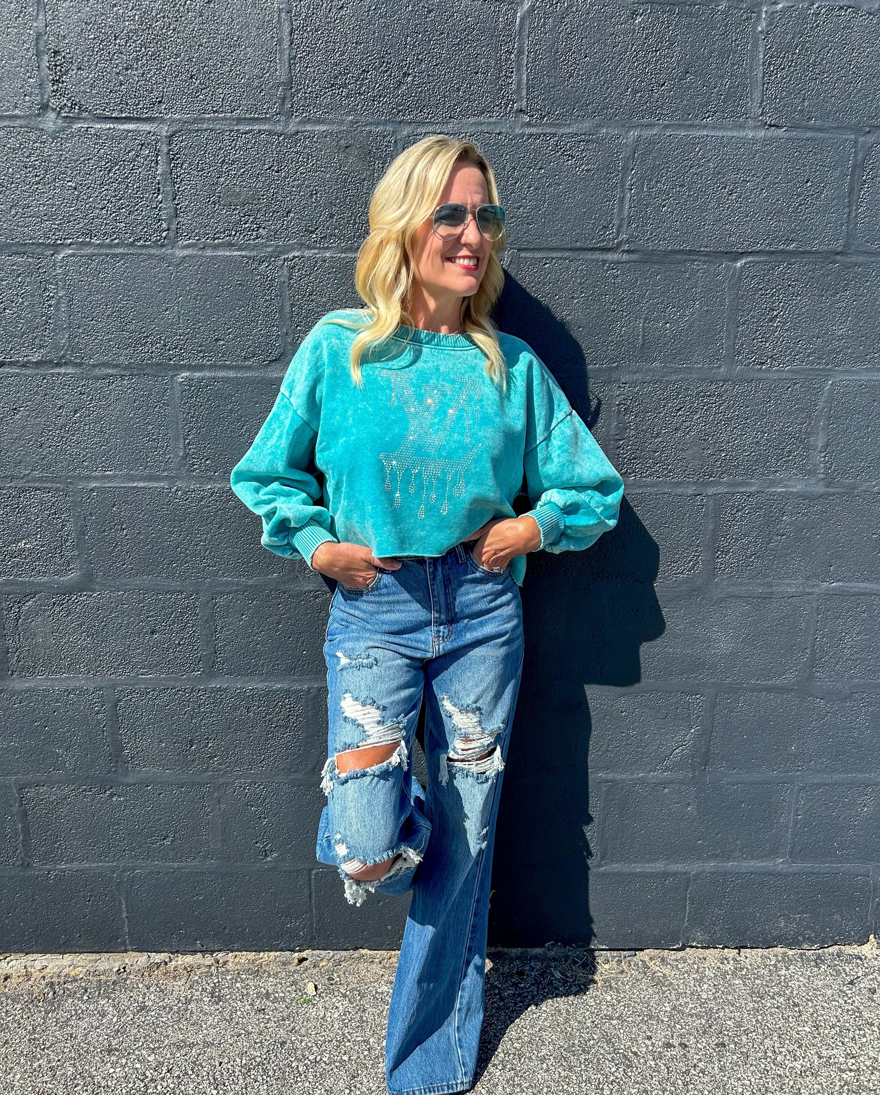 LV Drip Rhinestone Sweatshirt